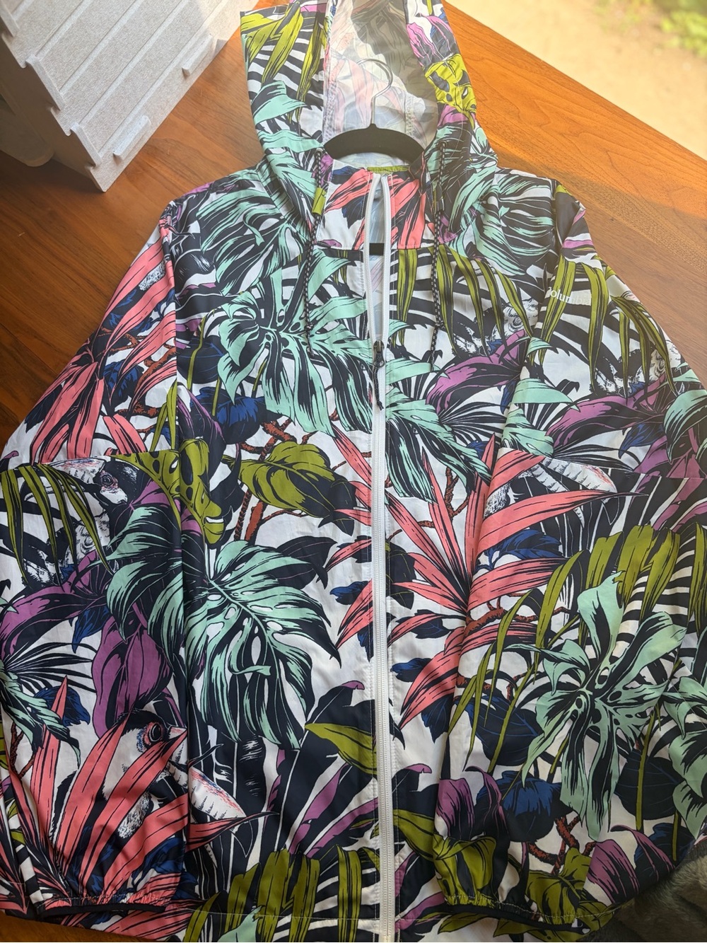 Columbia Tropical Print Hooded Utility Jacket - Black, Pink, Green, Purple